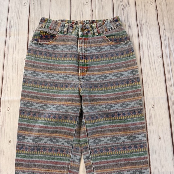 Bongo Jeans Vintage High Rise Southwestern Striped Print Jean Size 11 Inseam 25" - Picture 2 of 10
